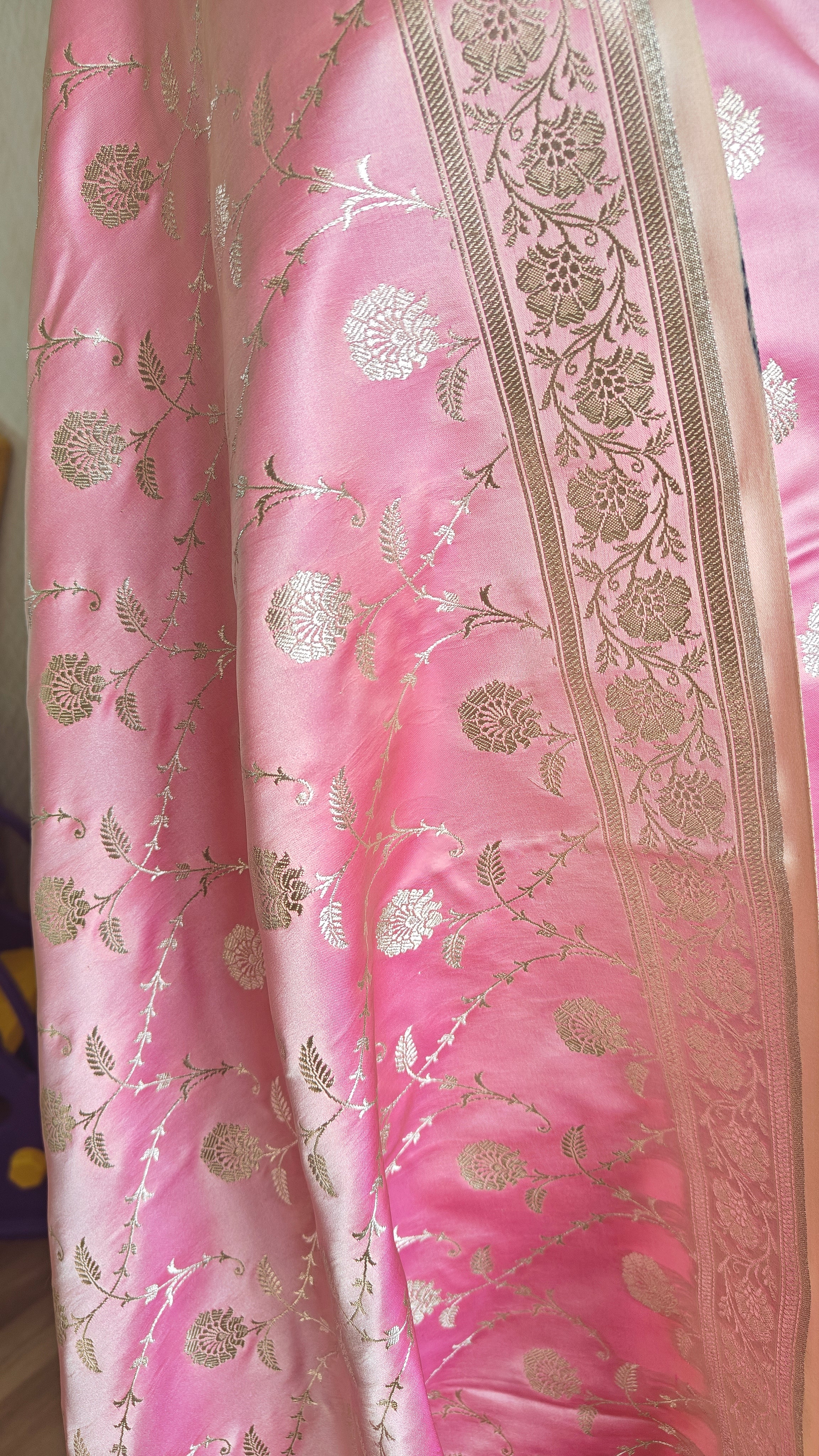 Premium Pastel Pink Katan Silk Suit with Booti Work