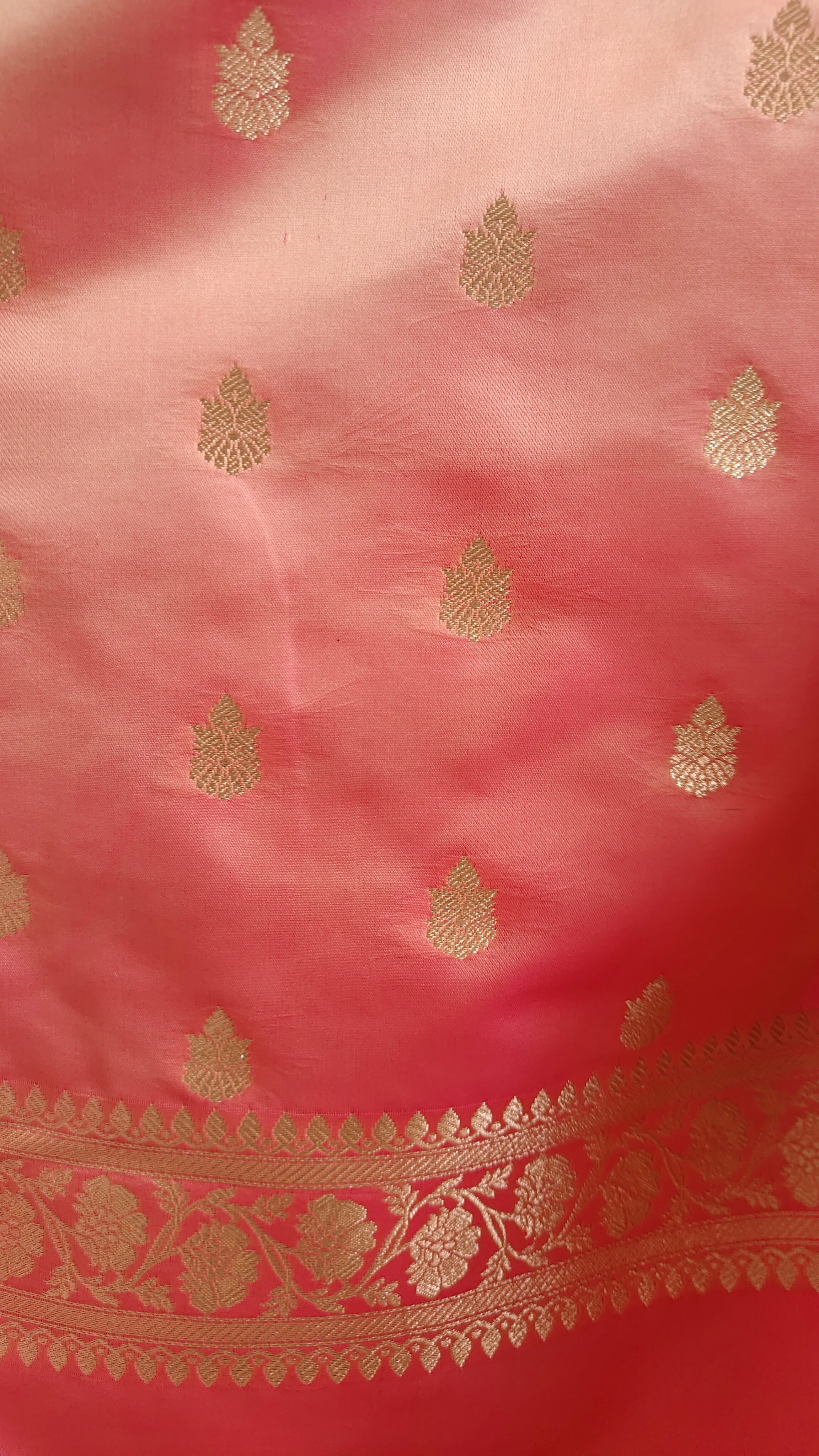 Premium Pastel Pink Katan Silk Suit with Booti Work