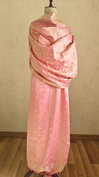 Premium Pastel Pink Katan Silk Suit with Booti Work