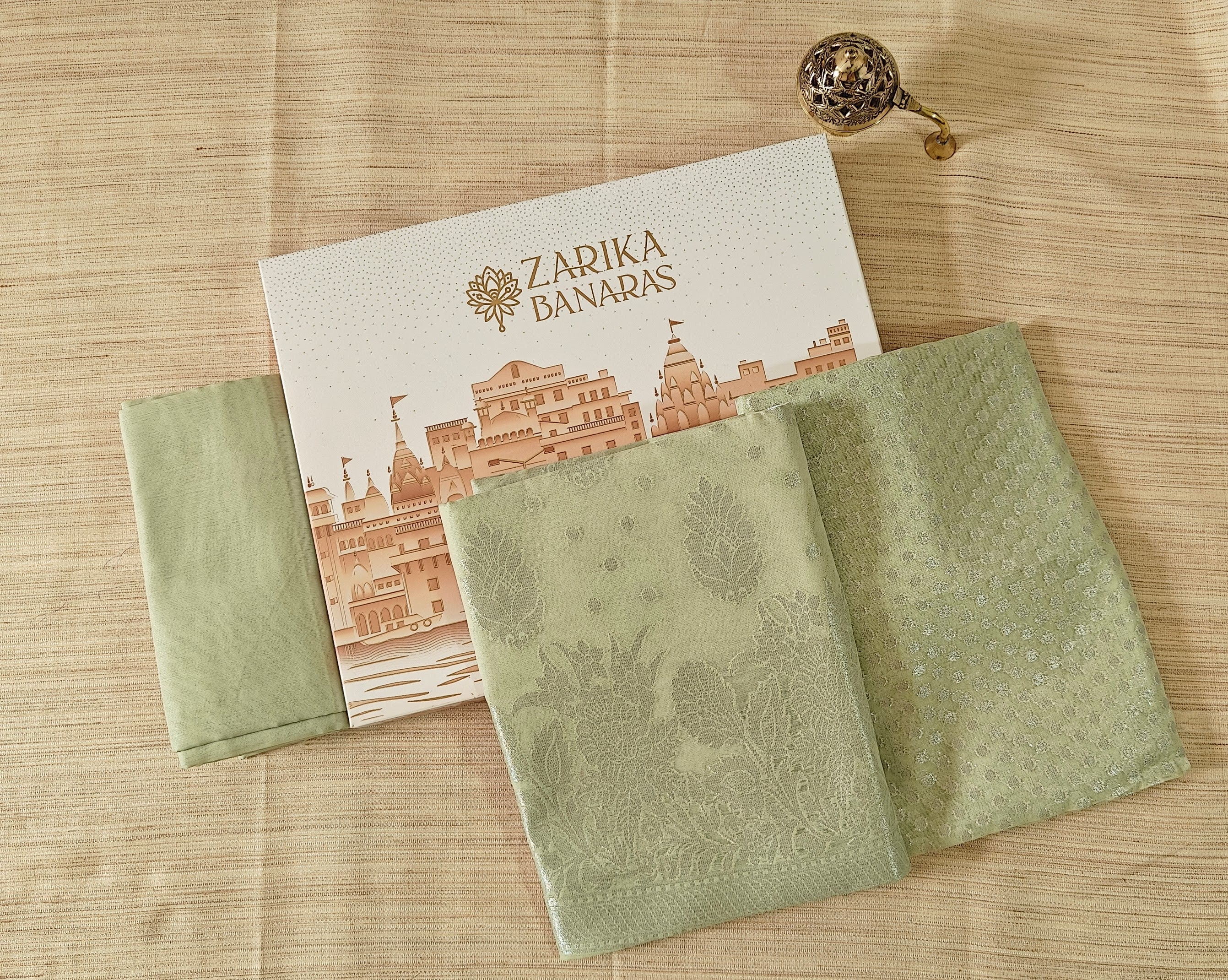 Pista Green Banarasi Linen Suit