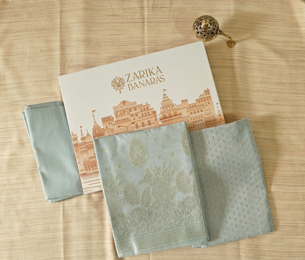 Light Grey Banarasi Linen Suit