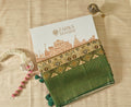 Designer Green & Cream Shimmer Tissue Saree with Geometric Weave