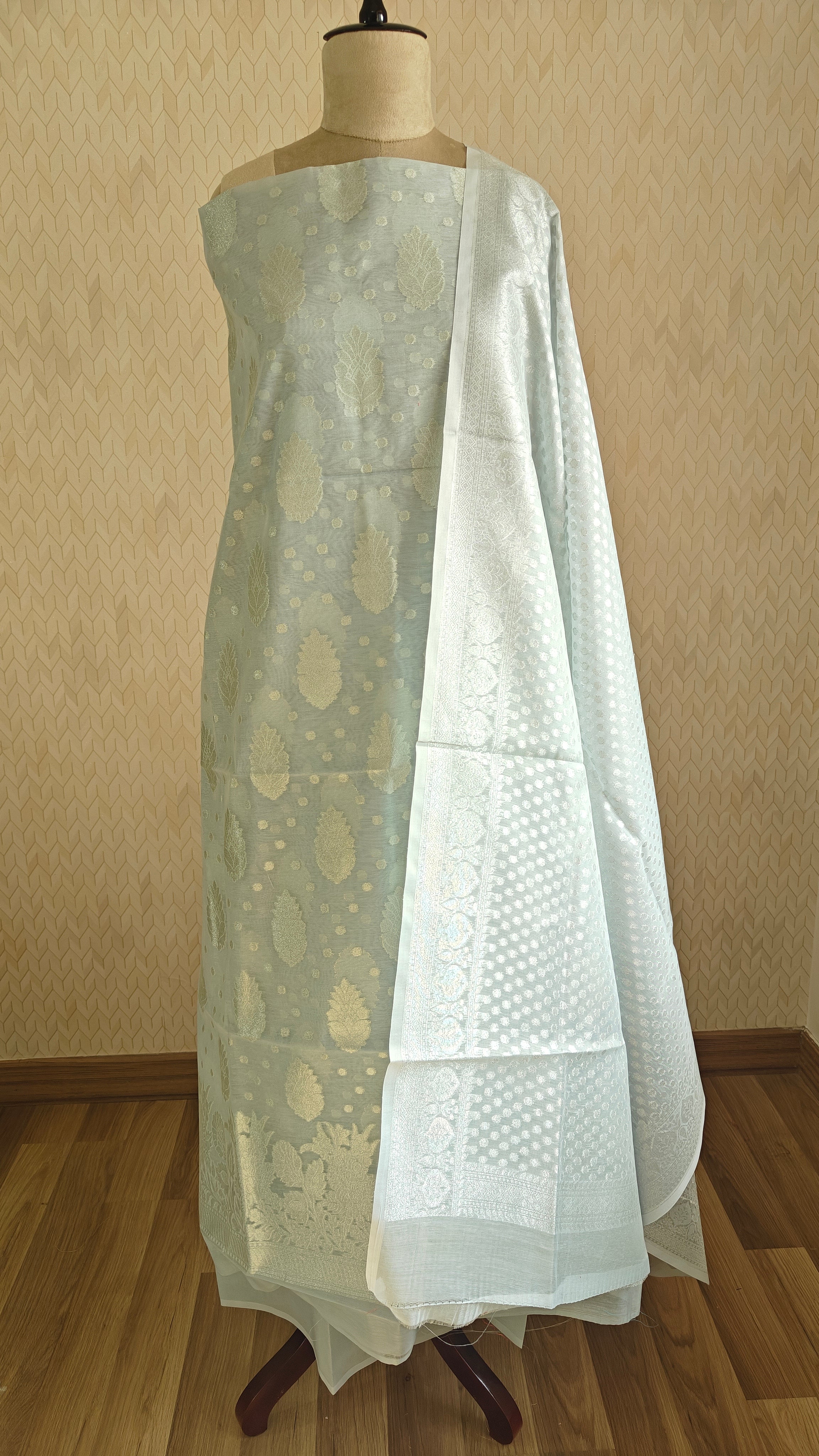 Light Grey Banarasi Linen Suit