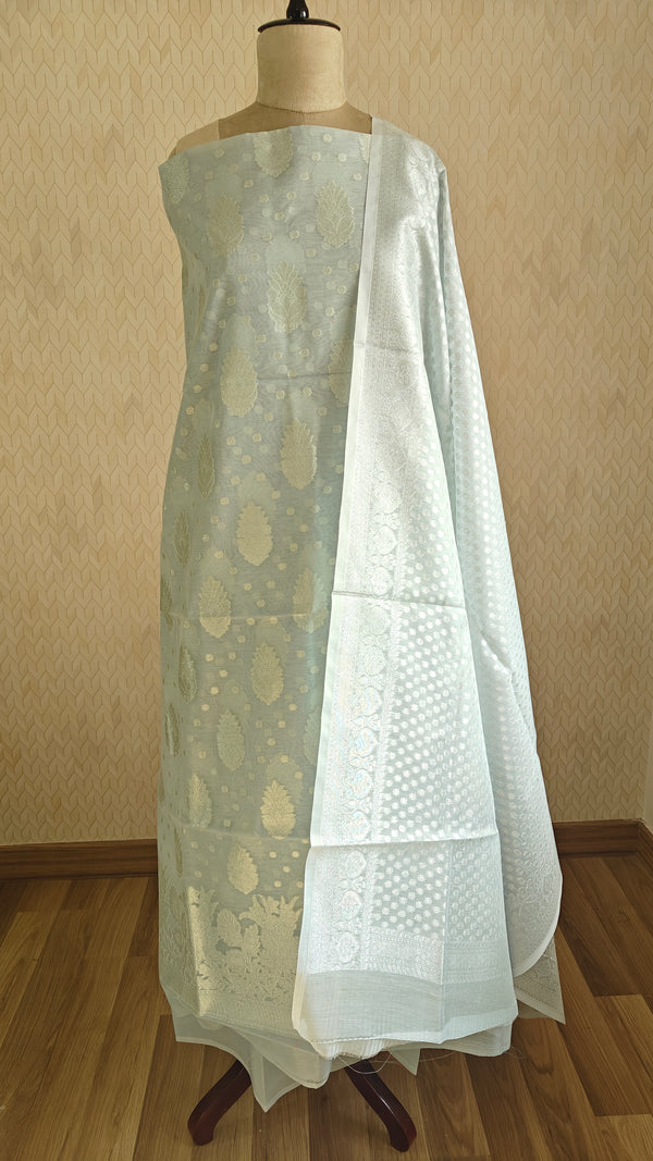 Light Grey Banarasi Linen Suit