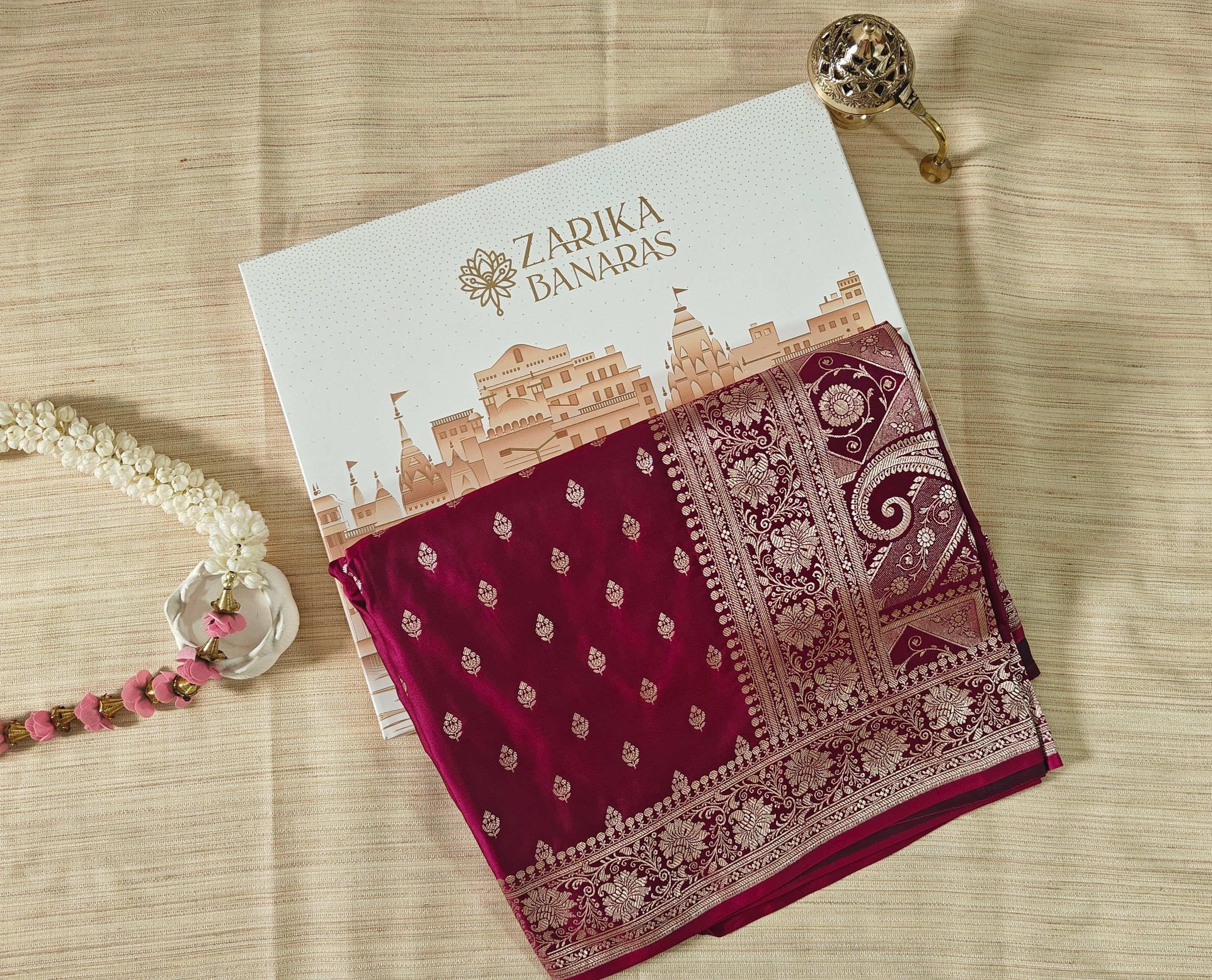 Magenta Pink Silk Saree with Delicate Booti Work