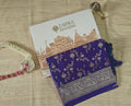 Navy blue Silk Saree with floral Jal