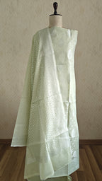 Pista Green Banarasi Linen Suit