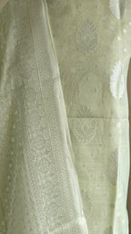 Pista Green Banarasi Linen Suit