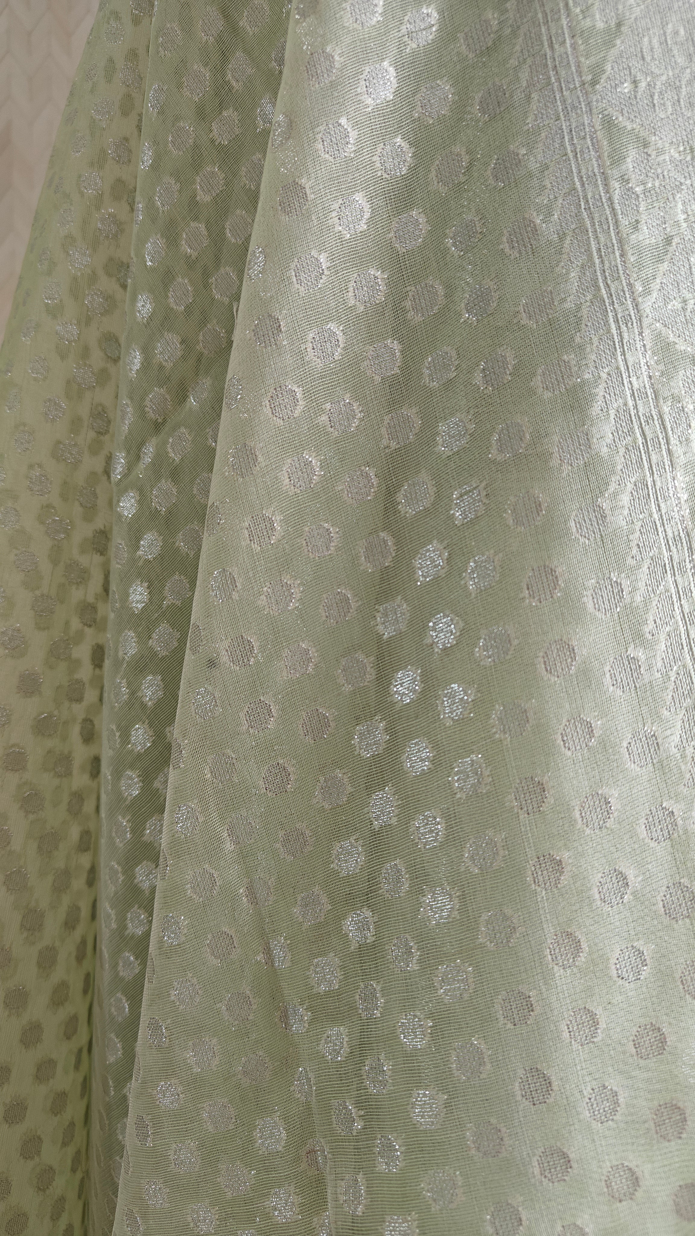 Pista Green Banarasi Linen Suit