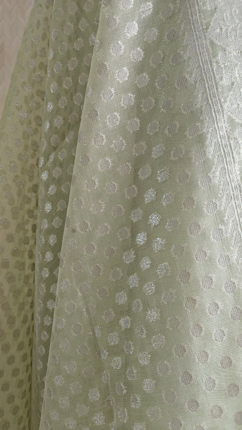 Pista Green Banarasi Linen Suit