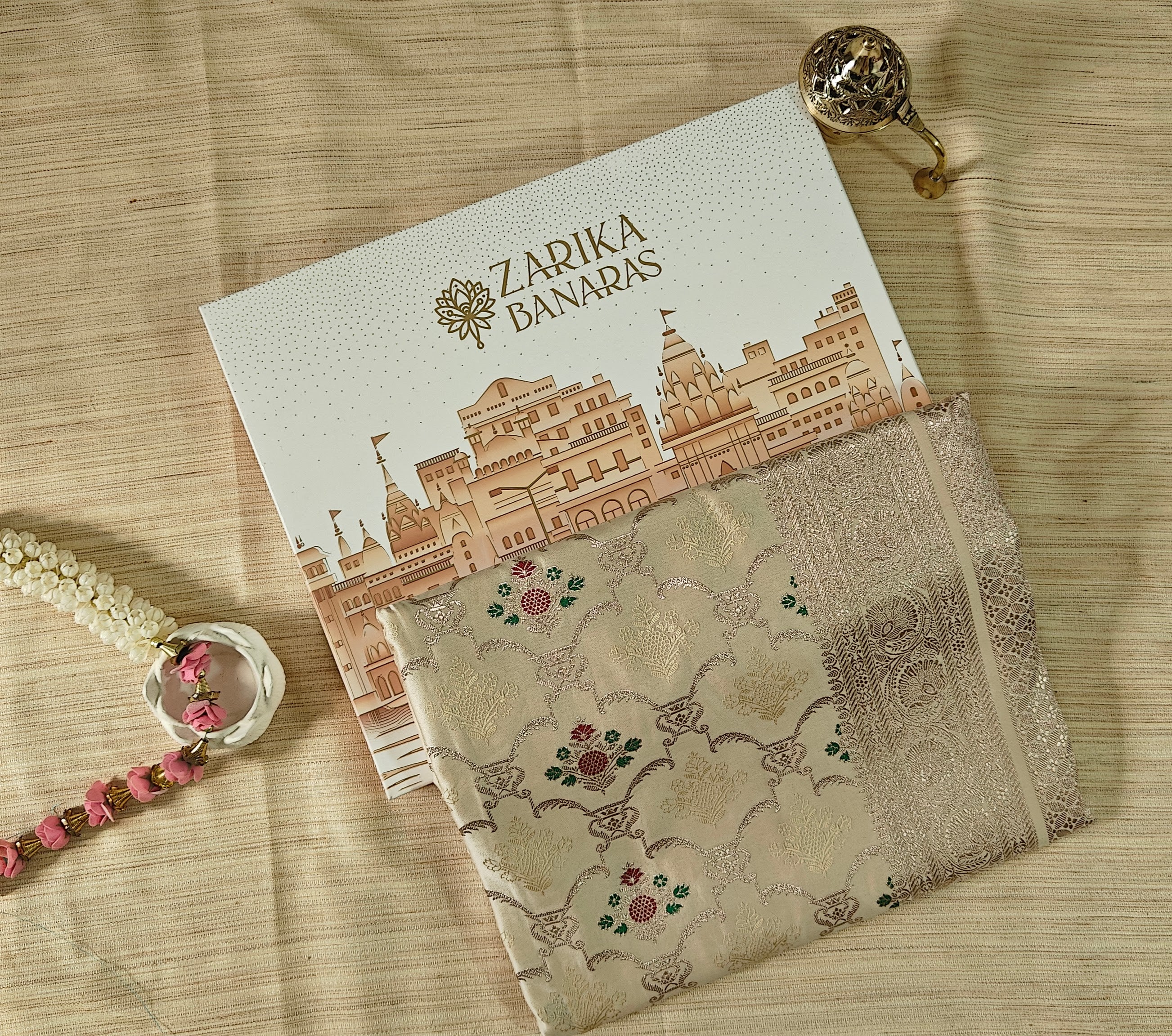 Pastel Katan Silk Tanchoi Saree with Zari Meenakari