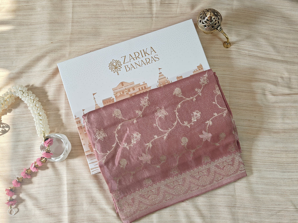 Designer Onion Pink Butter Crepe Saree