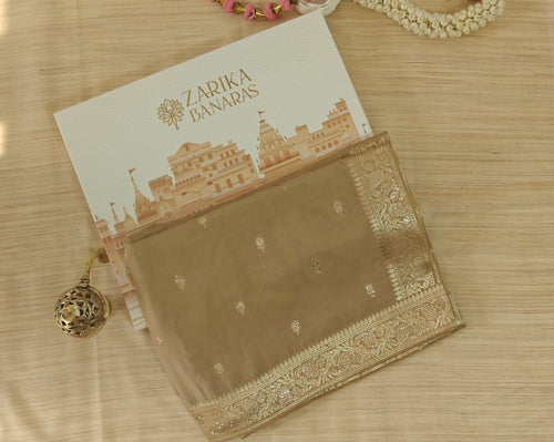 Cream Butter Crepe Designer Saree
