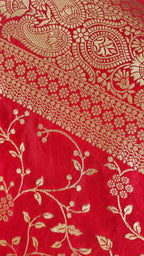 Red Georgette Saree with All-Over Zari Jaal Work & Elegant Border