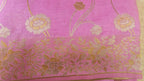 Pink Raw Silk Saree with Dual-Tone Zari Floral Weave