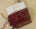 Wine Banarasi Silk Saree with Birds Jaal Work