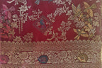 Wine Banarasi Silk Saree with Birds Jaal Work