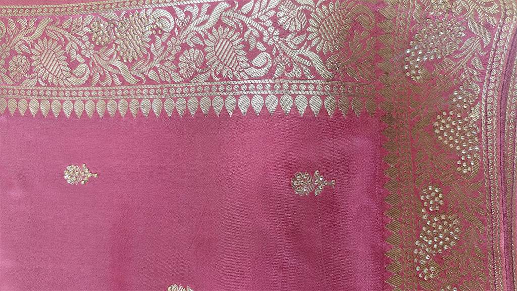 Designer Saree in Soft Butter Crepe with Elegant Drape & Rich Swarovski detailing