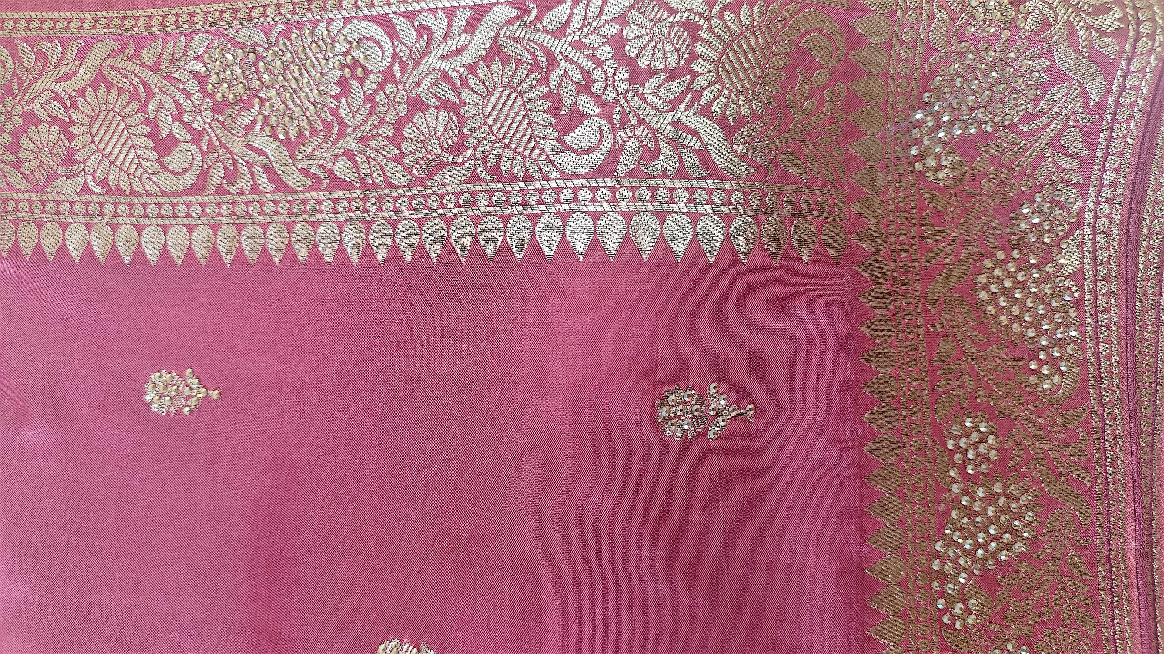 Designer Saree in Soft Butter Crepe with Elegant Drape & Rich Swarovski detailing