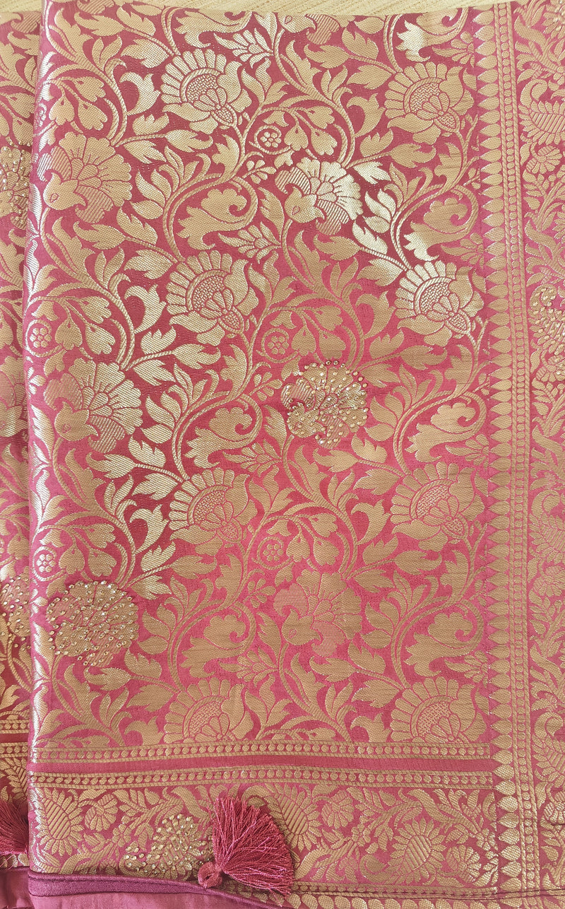 Designer Saree in Soft Butter Crepe with Elegant Drape & Rich Swarovski detailing