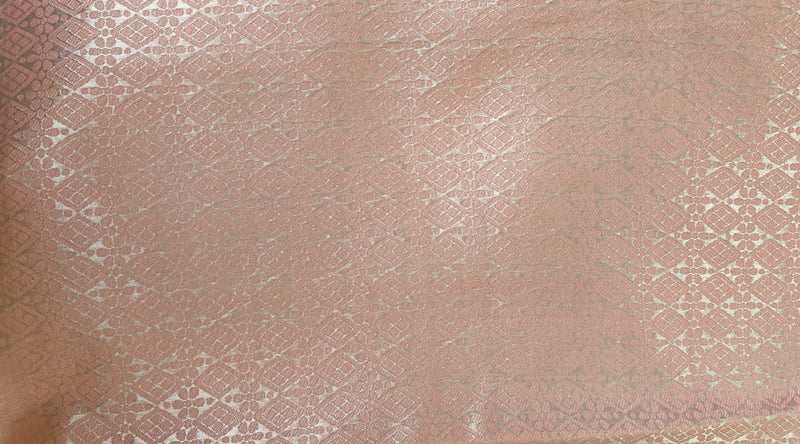Coral Pink Organza Zari Booti