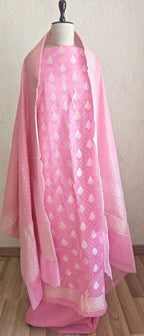 Light Pink Banarasi premium Linen Suit
