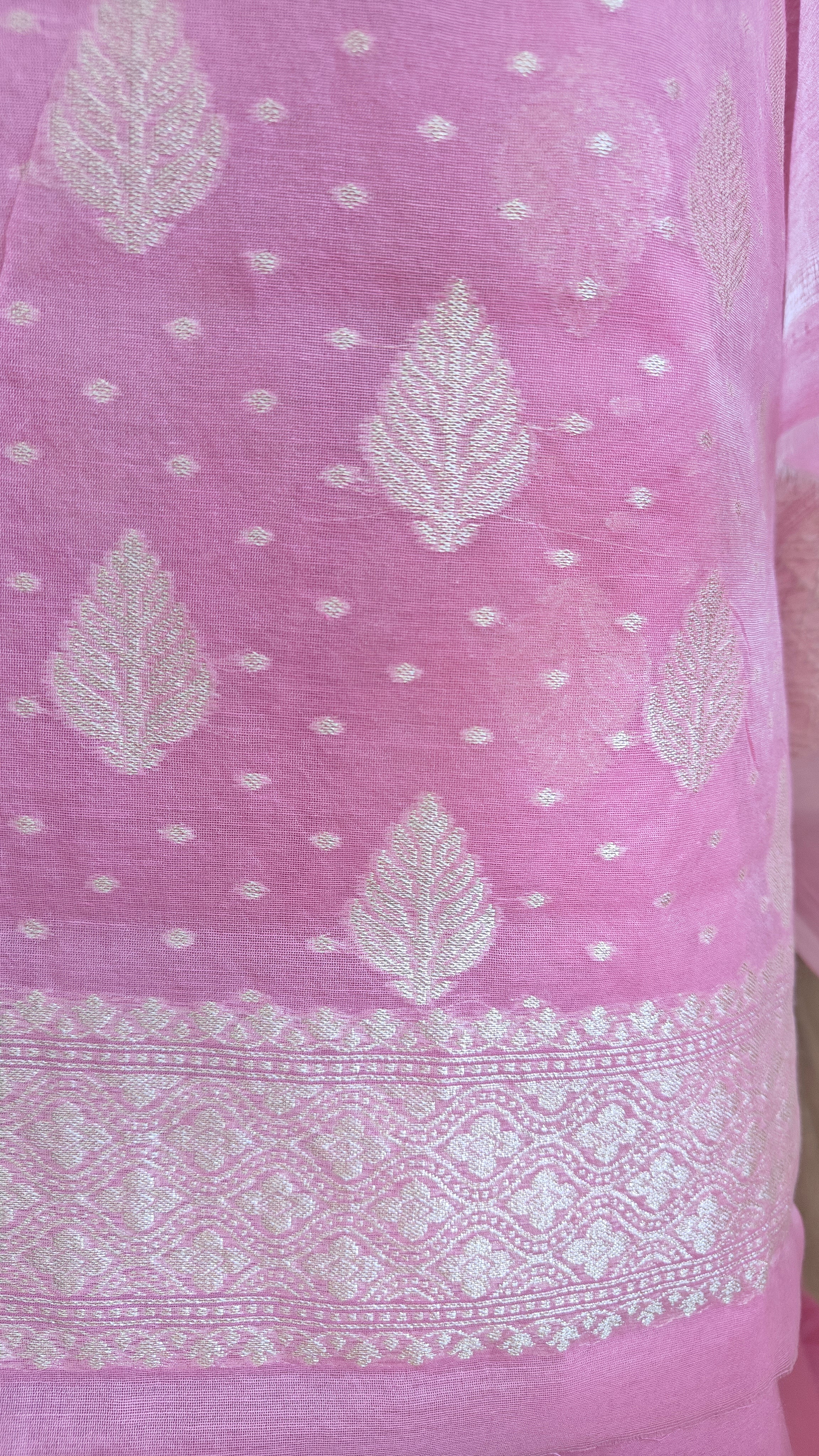 Light Pink Banarasi premium Linen Suit