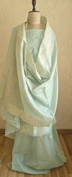 Light Aqua Banarasi premium Linen Suit