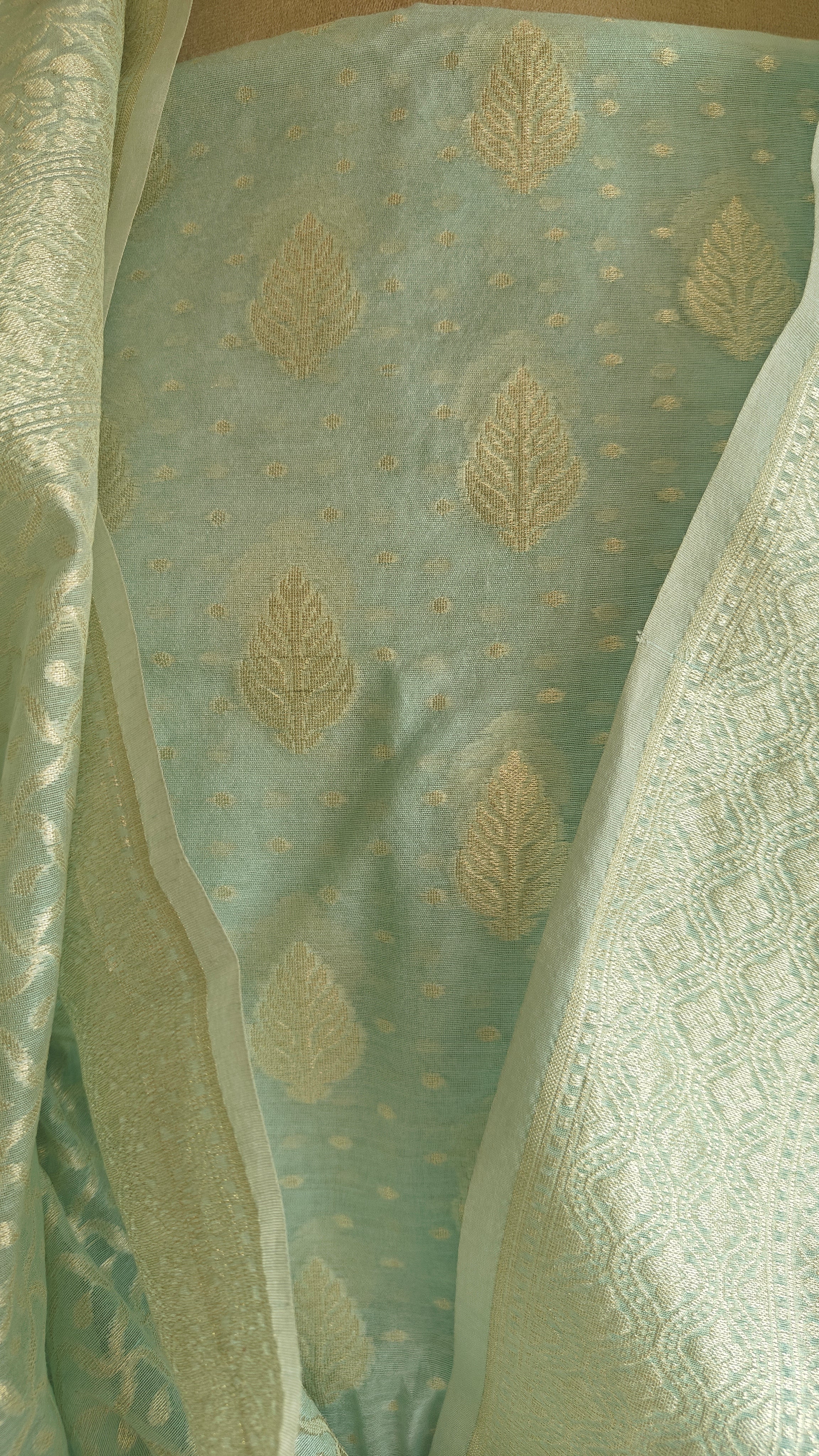 Light Aqua Banarasi premium Linen Suit