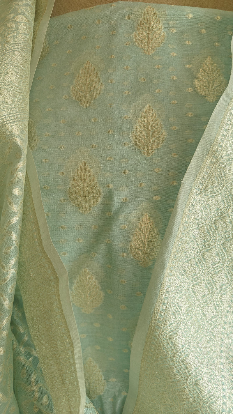 Light Aqua Banarasi premium Linen Suit
