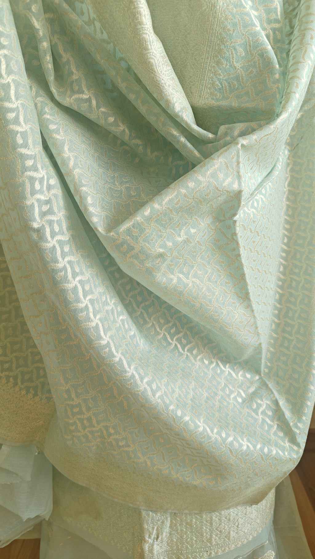 Light Aqua Banarasi premium Linen Suit