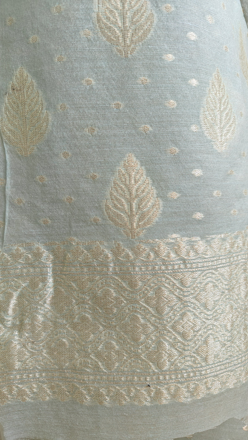 Light Aqua Banarasi premium Linen Suit