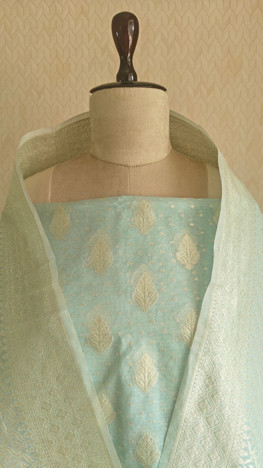 Light Aqua Banarasi premium Linen Suit