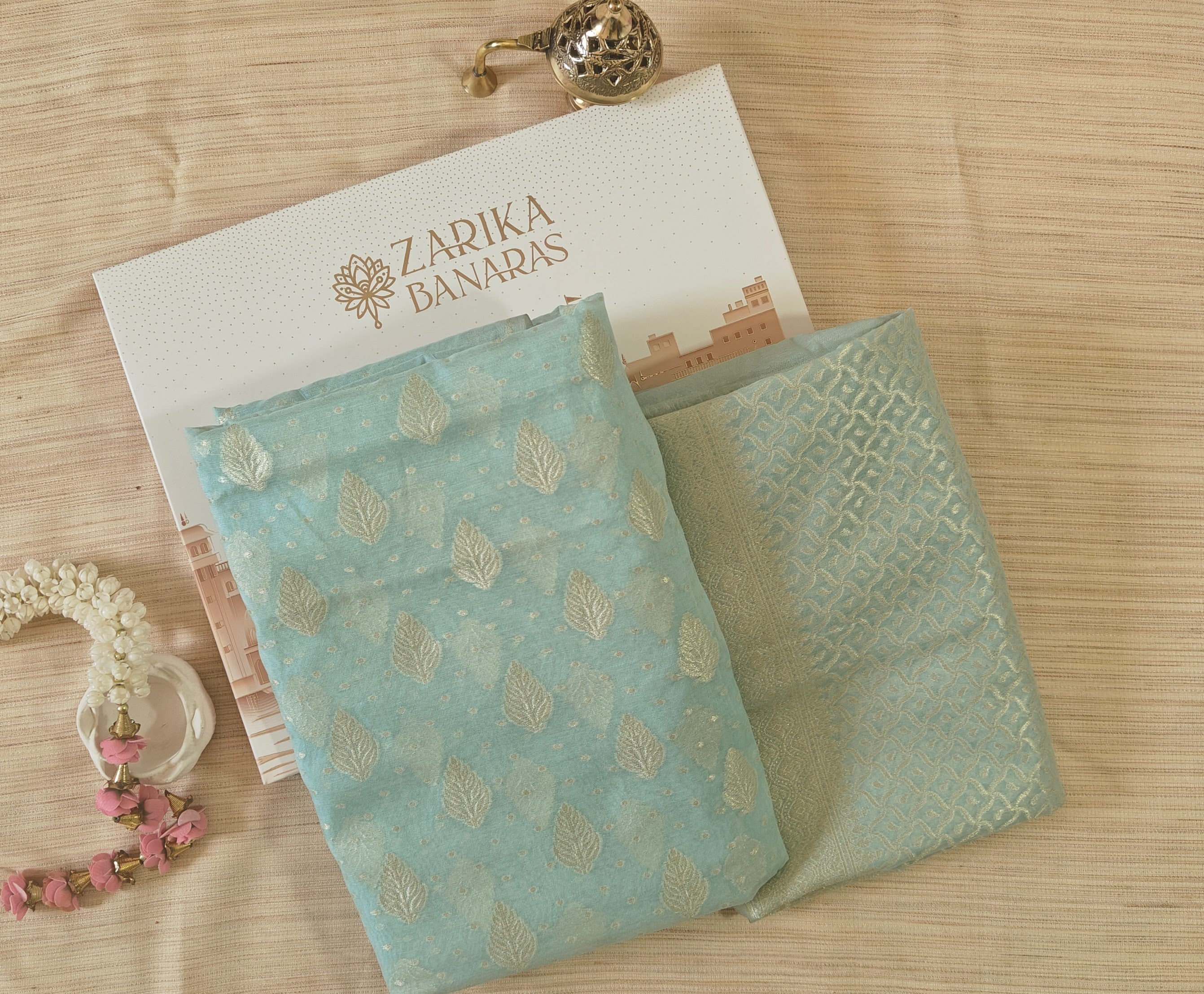 Light Aqua Banarasi premium Linen Suit