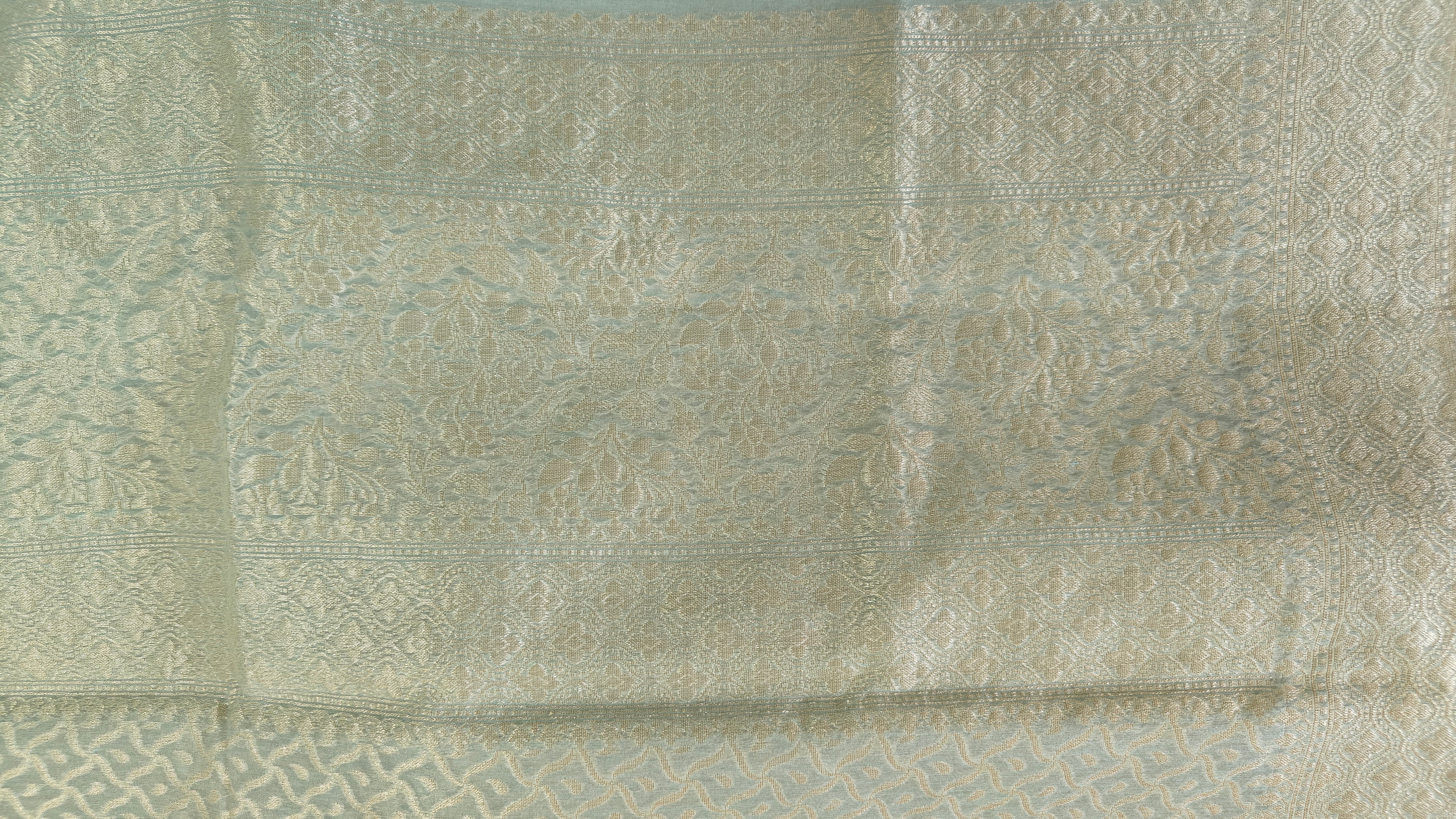 Light Aqua Banarasi premium Linen Suit