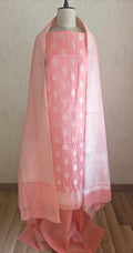 Coral Pink Banarasi premium Linen Suit