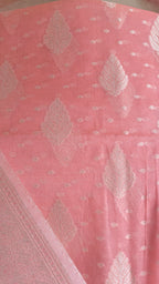 Coral Pink Banarasi premium Linen Suit