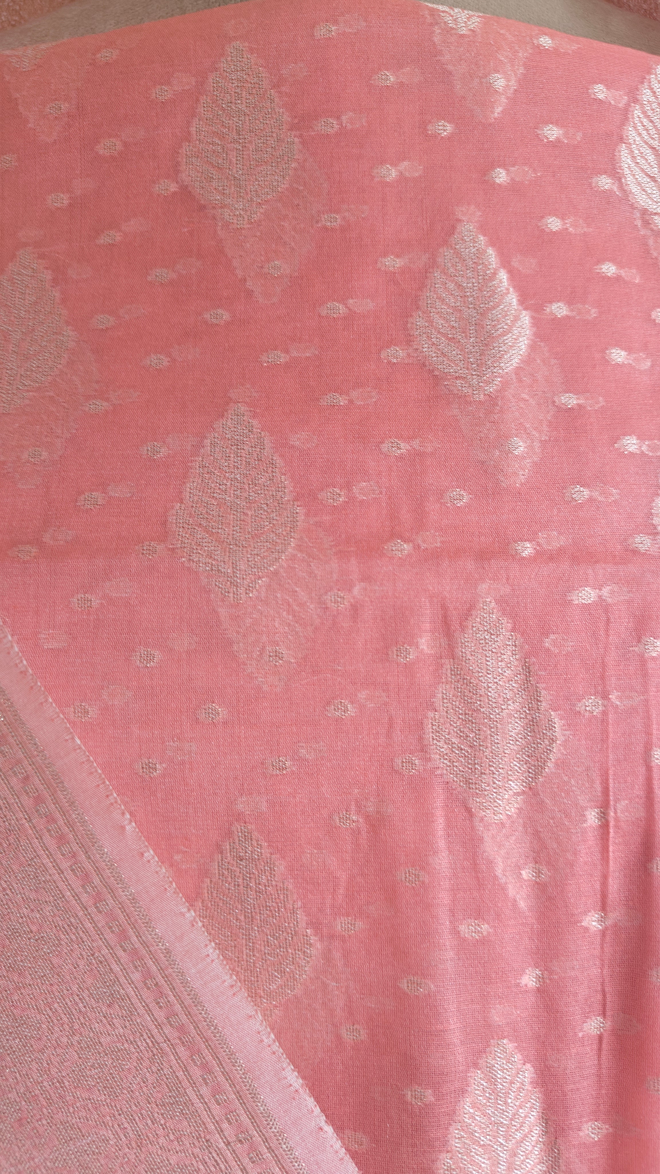 Coral Pink Banarasi premium Linen Suit