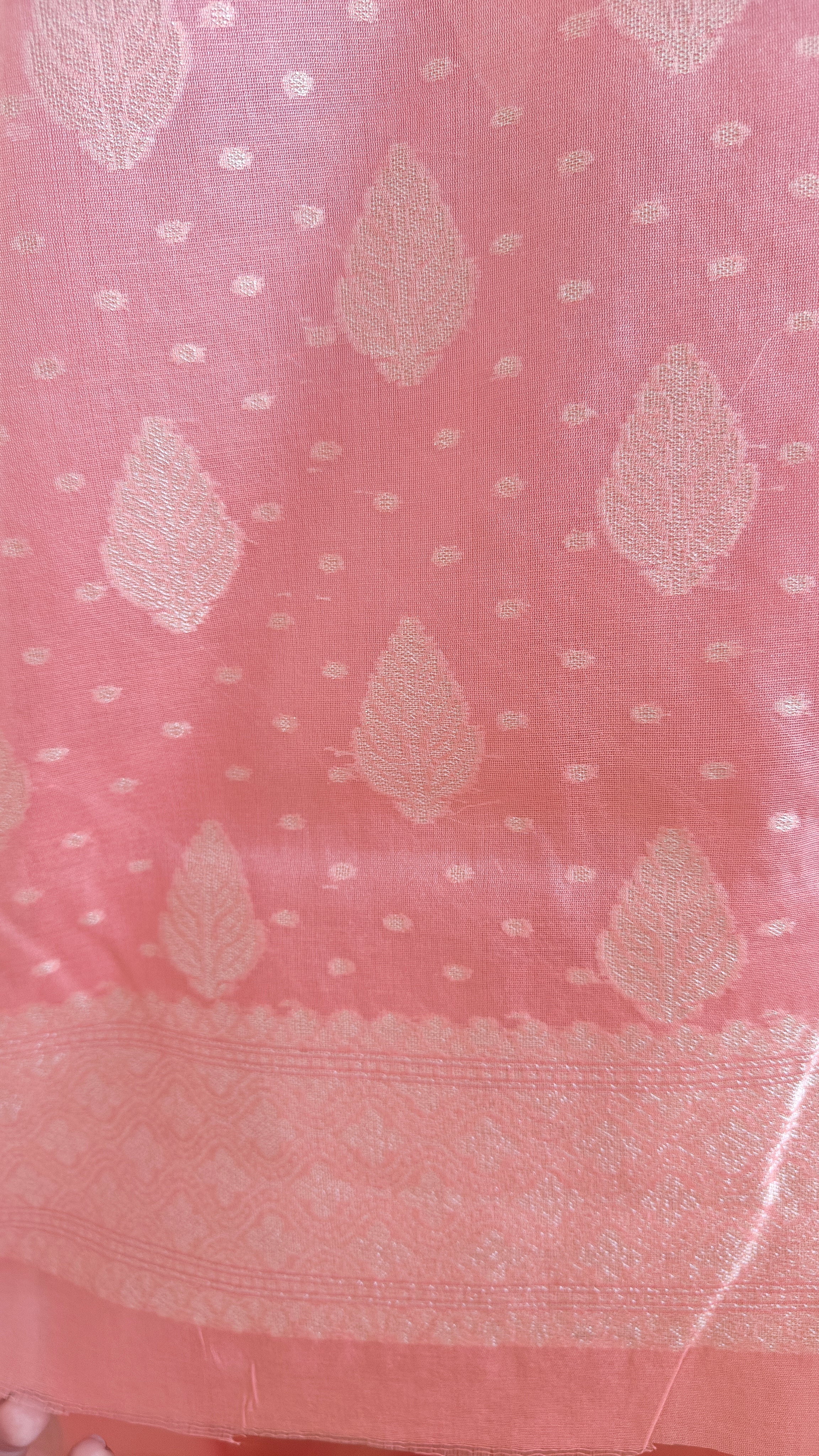 Coral Pink Banarasi premium Linen Suit