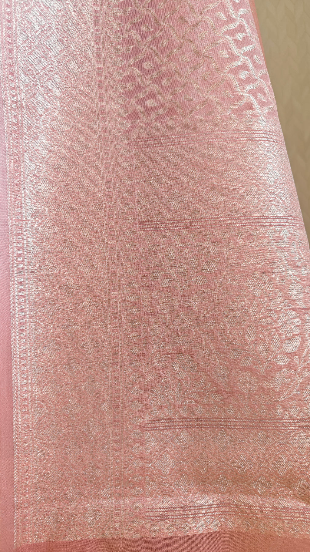 Coral Pink Banarasi premium Linen Suit