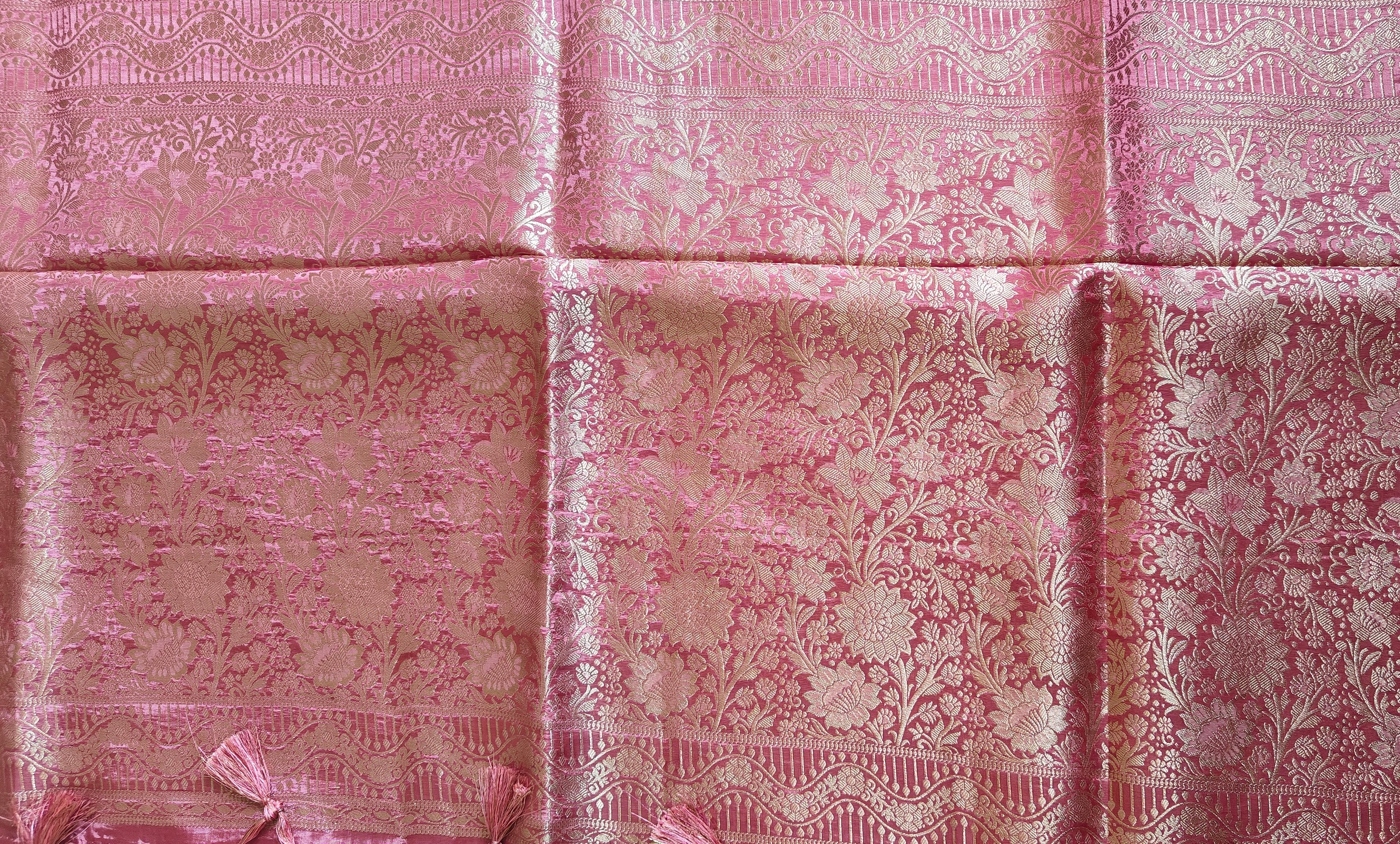 Baby Pink Designer Saree with All-Over Designs & Stunning Pallu