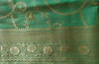 Elegant sea green Shimmer Tissue Saree with Meenakari Floral Work