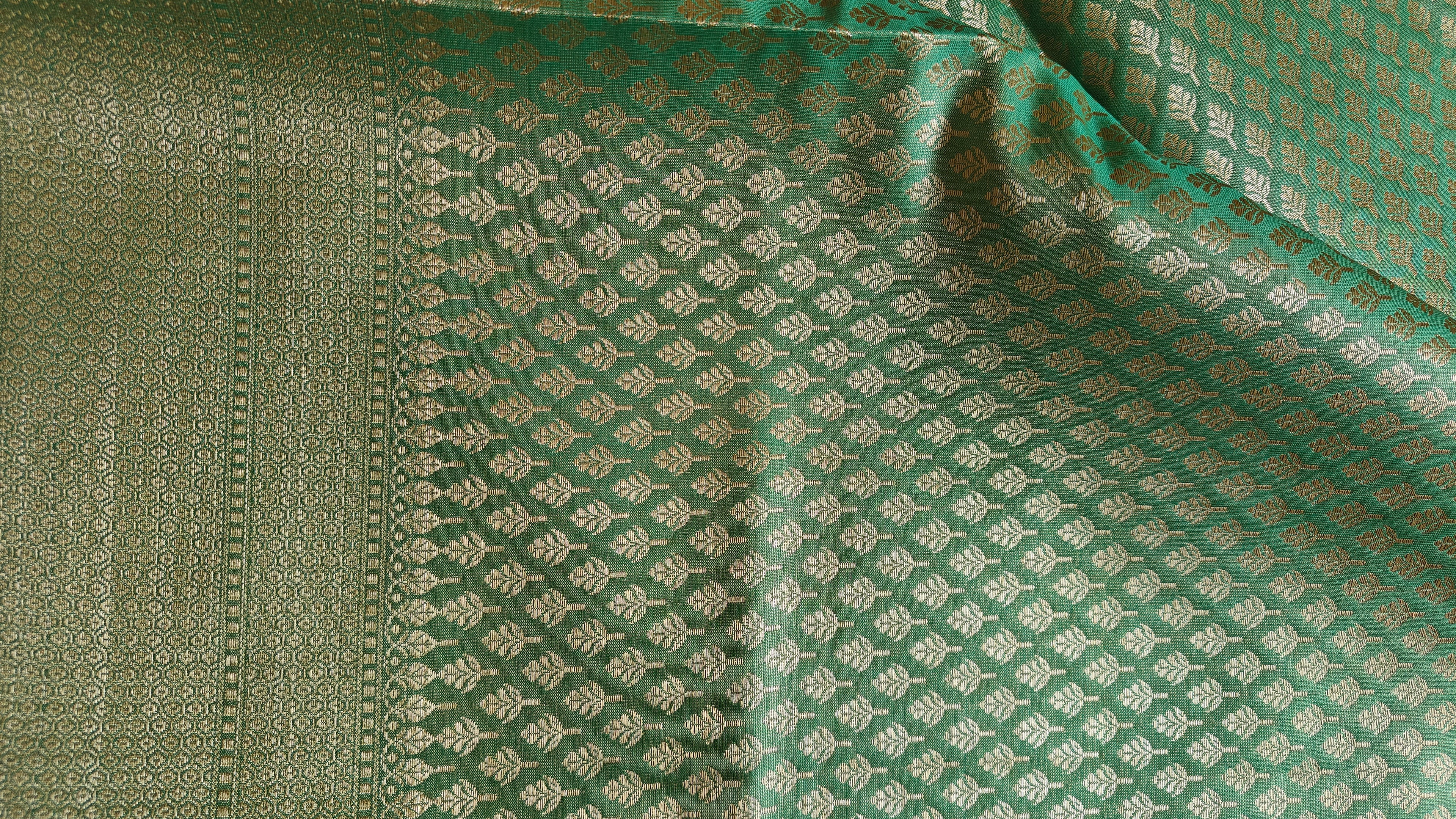 Elegant sea green Shimmer Tissue Saree with Meenakari Floral Work