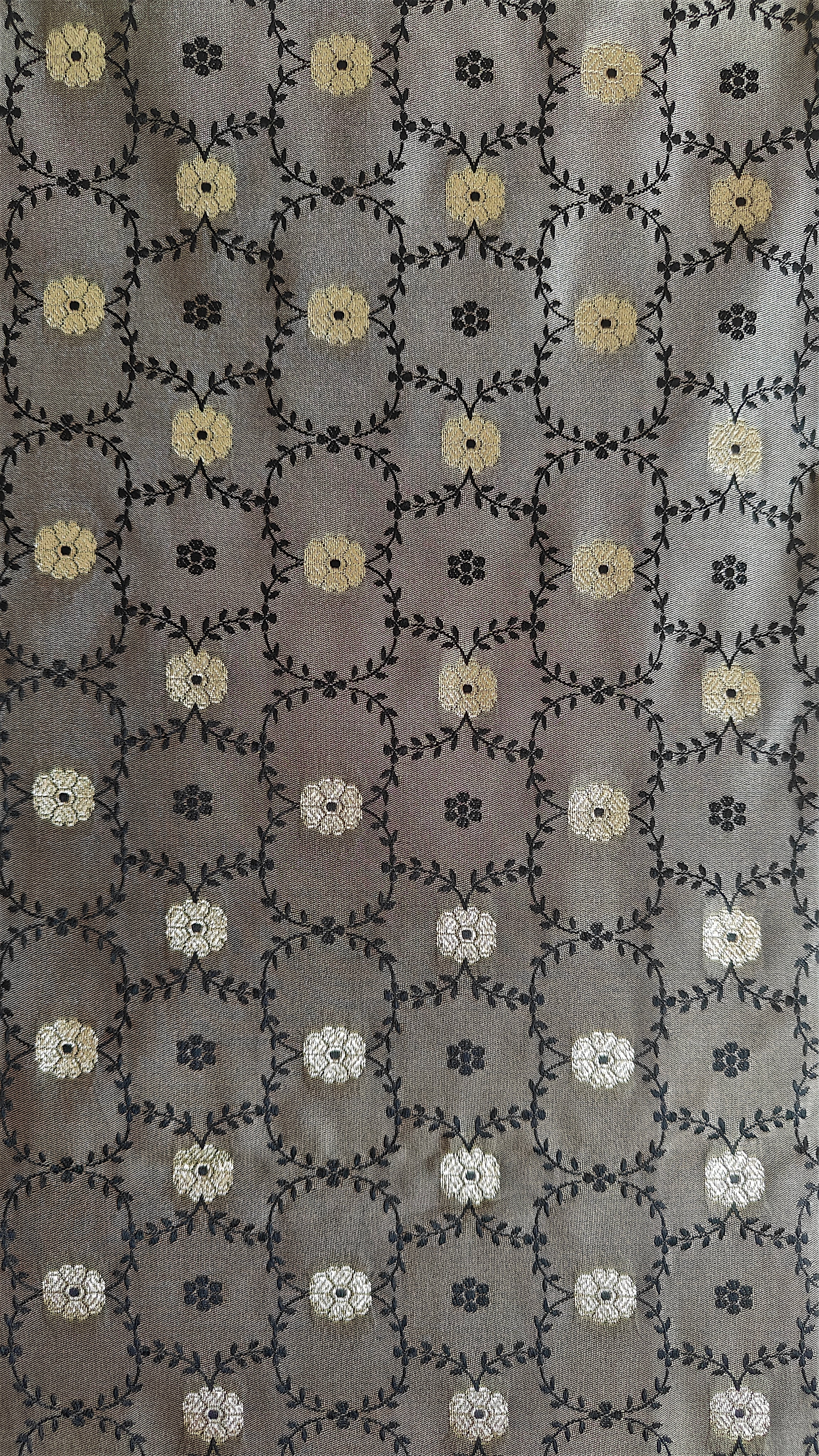Grey Premium Banarasi Saree with Silver Zari Elegance