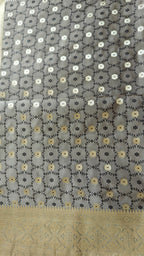 Grey Premium Banarasi Saree with Silver Zari Elegance