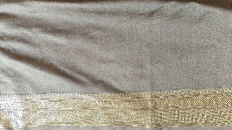 Grey Premium Banarasi Saree with Silver Zari Elegance