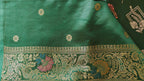 Dark Green Banarasi Silk Saree with Peacock Jaal Work