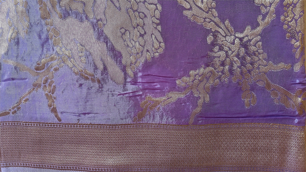 Lavender Designer Saree with Silver Zari