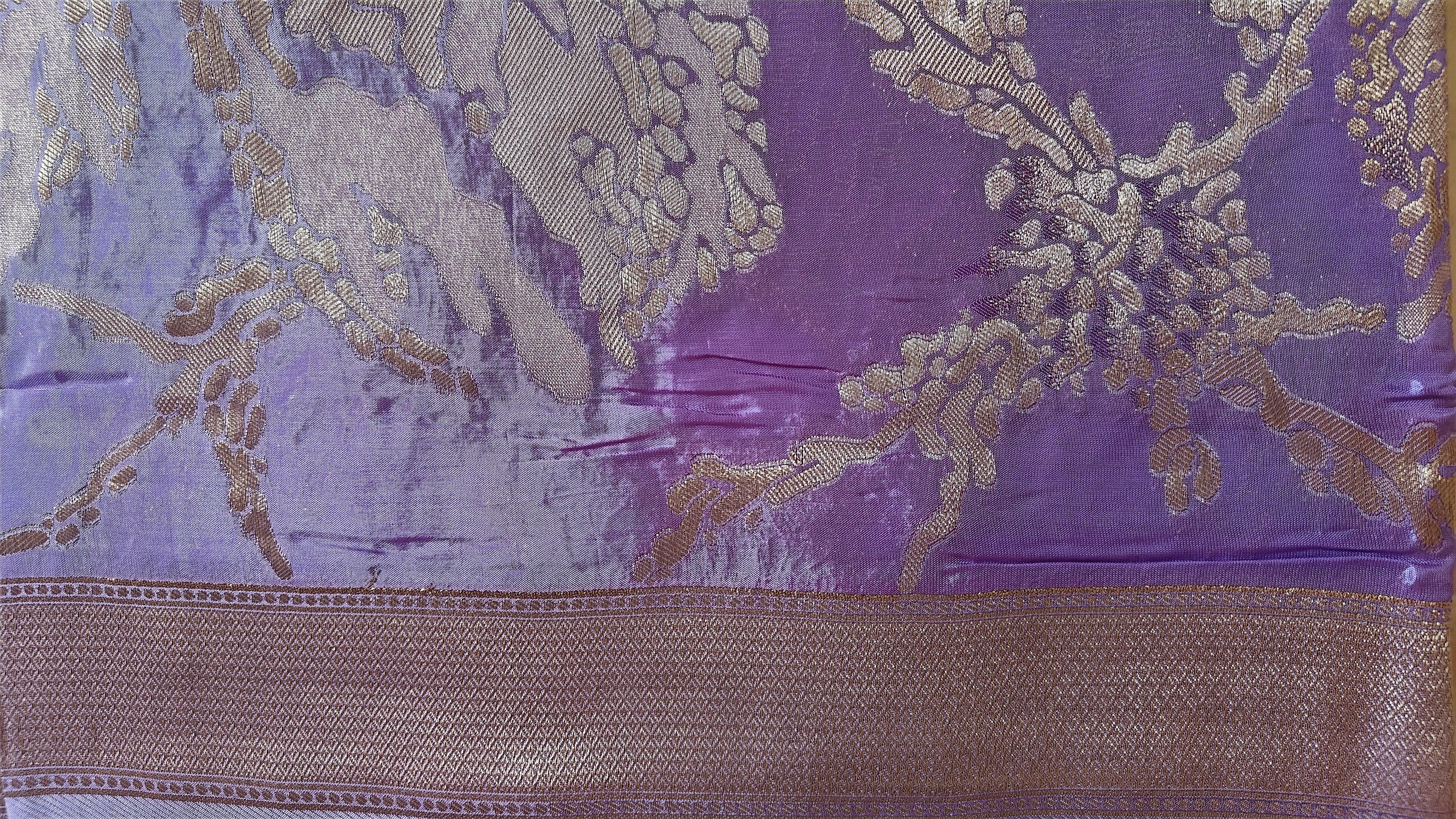 Lavender Designer Saree with Silver Zari