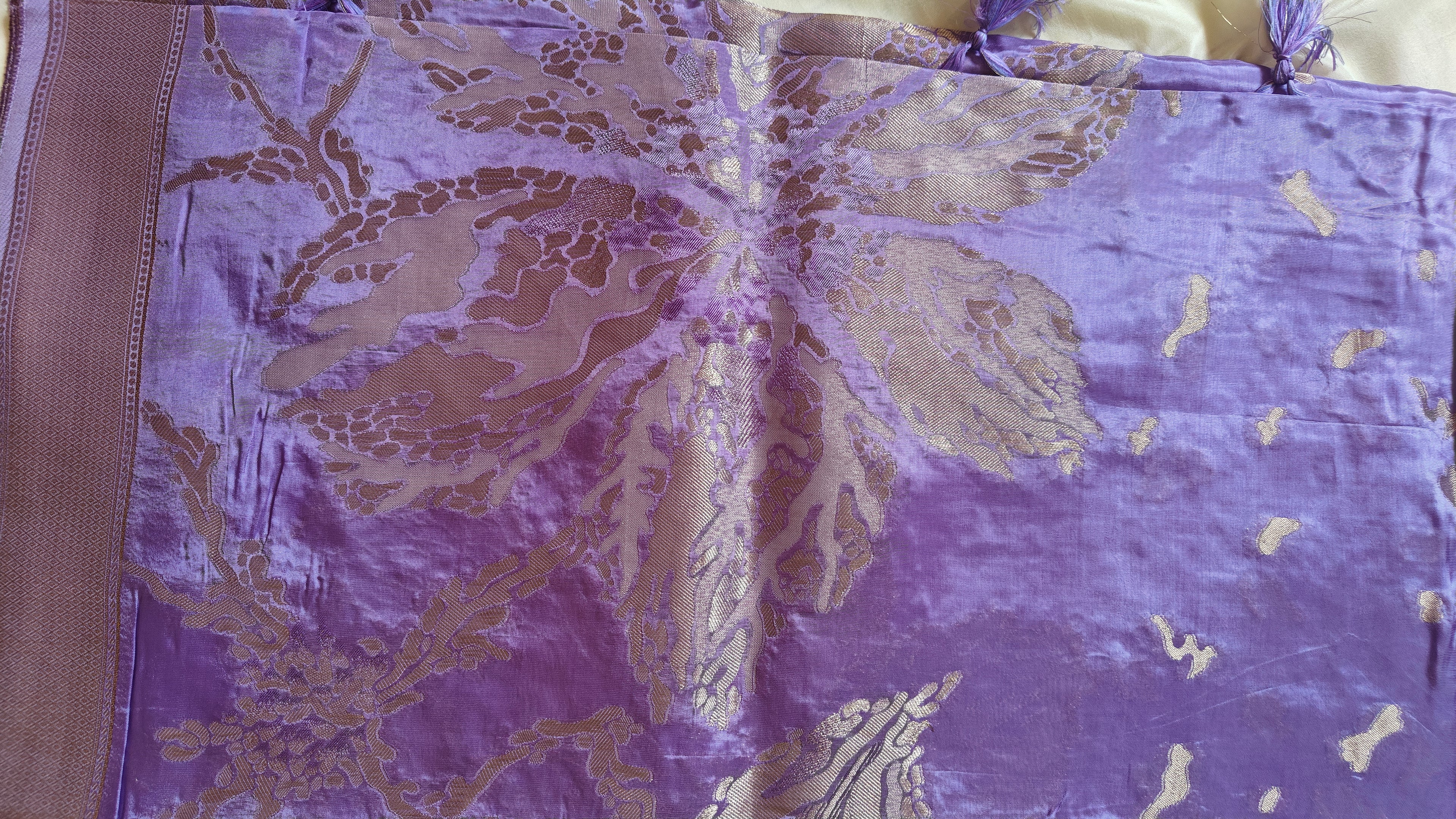 Lavender Designer Saree with Silver Zari